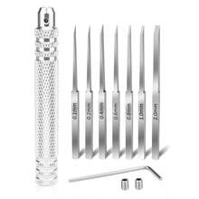 Model Scriber Chisel Model Scriber Cutting Tool 7-In-1 Scriberes Kit With 7 Blades (0.1/0.2/0.4/0.6/0.8/1.0/2.0mm) Tungsten Steel Blades For Modeling Hobby, Car And Airplane Kits, Bonsai