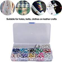 Kit de Ojales de 10 Colores, 400 Juegos de Ojales de Ojales Kit de Herramientas de Ojales con 3 Piezas Kit de Herramientas de Instalación con Estuche de Almacenamiento(6mm) - 1 - Ver 3