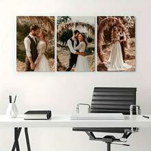 1/3pcs Customized Canvas Painting Set, Personalize Your Photo, Suitable As Valentine's Day Gift For Girlfriend, Creates Warm Atmosphere, Perfect For Home Decor And Gifts, Christmas Gift, New Year Gift, Applicable For Living Room, Bedroom, Wedding, Graduation, Family Portrait - Multicolor - View 3