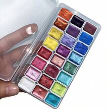 24 Colors Pearl Watercolor Paint Set - Vibrant Solid Packaging, Suitable For Chinese Painting, Thangka Calligraphy And Color Art Creation, Suitable For Professional Art Use, Glitter Watercolor Paints - 24 colour sunset - View 7