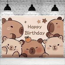 1pc Cute Hamster Birthday Theme Banner, Made Of Polyester Material, Suitable For Weddings, Festival Celebrations, Birthday Parties, Gatherings With Friends, Indoor/Outdoor Decoration, Home Decoration, Garden, Courtyard Decoration, Universal Theme - Multicolor - View 5
