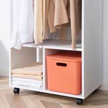 Mobile Open Wardrobe On Wheels | Freestanding Garment Rack With Hanging Rail & 2 Shelves, White - Default - View 8