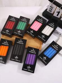 每盒10支，高16厘米，直型蜡烛，燃烧时间2小时，无香型，适用于室内/室外使用，可用作应急照明、婚礼、教堂、节日、生日派对和聚会装饰。 - 彩色 - 查看 2