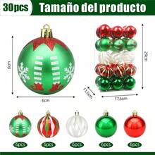 YQQ 30 Piezas Bolas Navideñas Decorativas 2 36" Rojo Verde Blanco Esferas Navideñas Decoraciones Navideñas Irrompibles para El Hogar como Árboles De Navidad Pintando Y Coronas Rojo5735 - Rojo - Ver 2