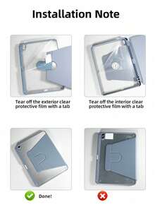 360°旋转亚克力高透明可折叠平板电脑保护套，适用于iPad Mini 6/Mini 7/Air/Air2/9.7/10.2/10.5/Air4/Air5/第十代/10.9/Pro11/Air11(M2)2025/Air13(M2)2024/Pro11(M4)2024/Pro13(M4)2024 12.9英寸/Air 13(M3 2025)/Air 11英寸(M3) 2025/(A16) 11英寸第十一代2025款，高透明亚克力后盖，多角度360°旋转支架，内置笔槽，软边全包覆式设计，简约/休闲/经典平板电脑保护套（不含平板电脑） - 燻衣紫 - 查看 10