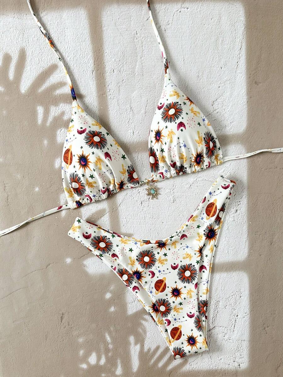 Elegantes rückenfreies Binde-Strandkleid mit Blumen- und Blätterdruck für den Urlaub