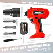 SANCO Taladro Eléctrico para Niños - Juego de Herramientas con Sonido y Acción Realistas, Incluye Tornillos, para Niños de 3 a 5 Años (Rojo) - Rojo - Ver 4