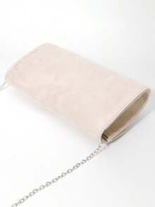 Bolso de noche de terciopelo color albaricoque con hebilla de cristales para mujer, bolso de mano para fiesta y boda