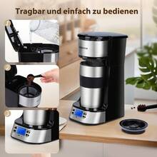Aigostar Kaffeemaschine mit Thermobecher, 420 ml Filterkaffeemaschine Mit 24h-Timer, LCD-Anzeige, AutoClean-Funktion, Tragbare klein Kaffeemaschine für gemahlenen Kaffee, 700W, Schwarz - EU E-Typ Stecker (220-240V) - Übersicht 5