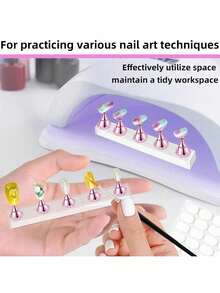 Set 2 piese (10 piese) - Tavă pentru unghii, Set suport pentru unghii (Tavă de bază, Set suport pentru unghii (doar tava de bază), Suport pentru unghii tip presare, Tavă manuală pentru exersarea unghiilor, Suport pentru unghii pre-vopsite, Suport pentru afișarea unghiilor, Kit de început pentru salon de unghii acasă (roz) - Multicolor - Vizualizare 4