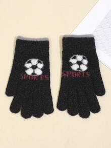 1Pair Kids Winter Football Gloves - Warm Knit Full-Finger Sports Gloves For Boys & Girls, Cute Soccer Cartoon Cold Weather Thermal Gloves For Toddlers - Football Gloves - View 6