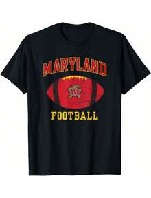 Maryland Football Terrapin Mascot Graphic Tee - Soft Cotton Short Sleeve Top For College Sports Fans, Game Day Gear - 黑色 - 查看 1