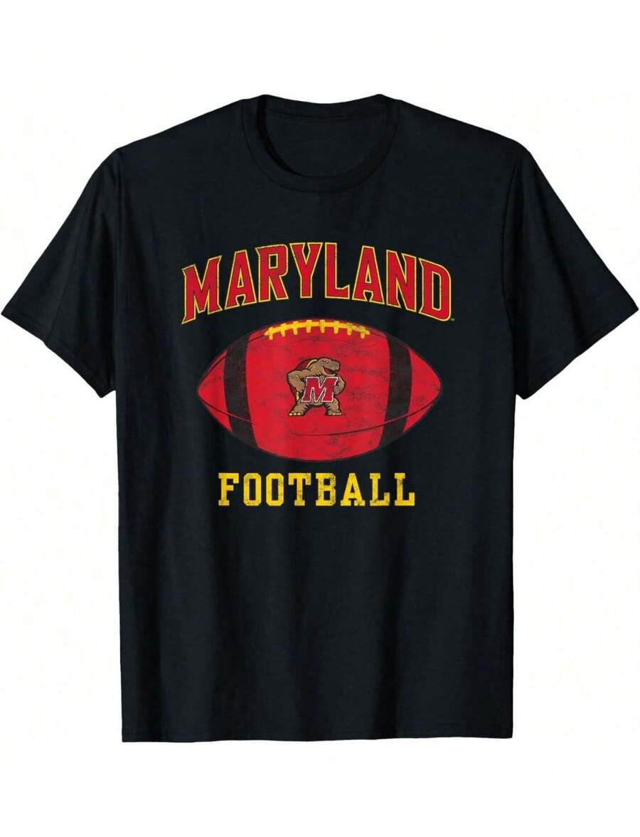 Maryland Football Terrapin Mascot Graphic Tee - Soft Cotton Short Sleeve Top For College Sports Fans, Game Day Gear - 黑色 - 查看 1