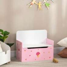 2-In-1 Kids Storage Bench With Safety Rod | Toy Box And Seat In Pink - 預設 - 查看 1