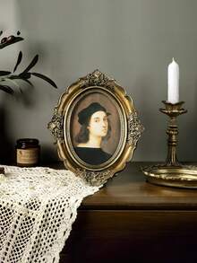 إطار صورة ذهبي عتيق مقاس 5 * 7 بوصة، إطار صورة برونزي ذهبي مقاس 5 * 7 بوصة، مصنوع من مادة الراتنج اليدوية، لوحة زجاجية، إطار عتيق فاخر، مناسب للعرض على الحائط والطاولة، ديكور المنزل - متعدد الألوان - مشاهدة 9