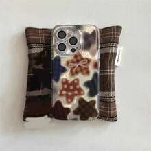 INS Korean Winter Cute Brown Checkered Ptagram Phone 17 16 15 14 13 12 11 Pro XR 8 Plus Y2K Cover.Accessories. - 彩色 - 查看 5