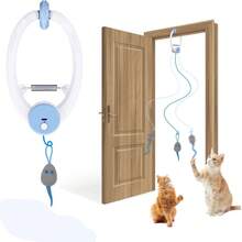 Cat Toy Interactive For Indoor Cats, Smart USB Rechargeable Door Hanging Automatic Retractable Kitten Toys, Teaser Electronic Self Play Feather Cat String Toy - Màu xanh lam - Xem 1