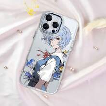 Funda para teléfono con estampado floral de chica anime, compatible con teléfonos ,  17,  16 Pro Max,  15 Pro Max,  13 y  12. Fabricada en TPU, ofrece protección contra golpes y caídas. Perfecta para amantes del anime, regalos para amigos, regalos de cumpleaños o cualquier ocasión especial. - transparente - Ver 4