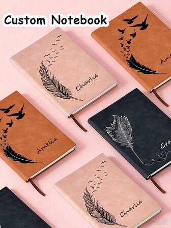 Cuaderno personalizado, cuaderno A5 personalizado, cubierta de pluma personalizada, cuaderno unisex con nombre personalizado, cuaderno de viajero personalizable, cuadernos para el trabajo, cuaderno de cuero, cuaderno de planificador, regalos de cumpleaños, temporada de vuelta a la escuela, cuadernos de estudiante, primer grado, segundo grado, tercer grado, primer grado, segundo grado, tercer grado