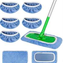 8pcs Reusable Ultra-Fine Fiber Mop Pads, Compatible With Robot Vacuum Cleaner, Wet & Dry Flat Mop Covers, Machine Washable, Suitable For Floor/Hardwood Cleaning - Multicolor - View 8