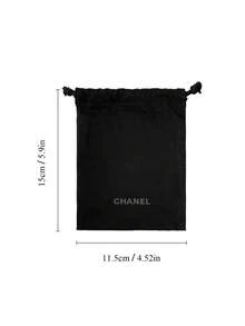 CHANEL 黑色抽绳收纳袋和天鹅绒化妆包套装，双层化妆品收纳袋，带logo印花，旅行化妆包 - 黑色 - 查看 3