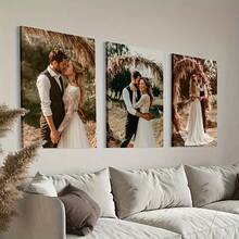 1/3pcs Customized Canvas Painting Set, Personalize Your Photo, Suitable As Valentine's Day Gift For Girlfriend, Creates Warm Atmosphere, Perfect For Home Decor And Gifts, Christmas Gift, New Year Gift, Applicable For Living Room, Bedroom, Wedding, Graduation, Family Portrait - Multicolor - View 4