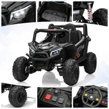 12V Kids Ride on Car, 4WD/2WD Switchable UTV Truck with Remote Control, Electric Vehicle for Kids 3-8, EVA Tires, 4 Spring Suspension, Bluetooth Music, LED Lights for Outdoor Adventure - Negro - Ver 3