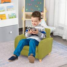 Children's Armchair With High Back | Mini Sofa With Wood Frame & Anti-Slip Legs - Default - View 1