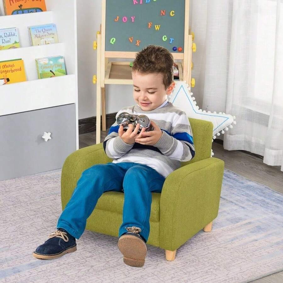 Children's Armchair With High Back | Mini Sofa With Wood Frame & Anti-Slip Legs - Default - View 1