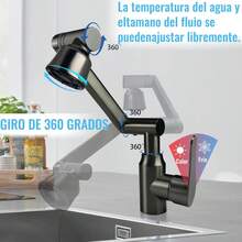 Llave para Fregadero de Cocina, Mezcladora para Fregadero, Grifo de Cocina, Monomando para Fregadero, Gris, 4 Funciones,BXG - SG-Negro - Ver 12