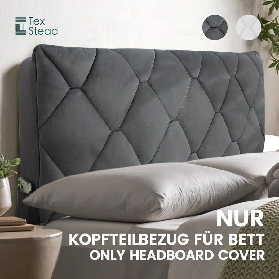 Multi-Functional Headboard Cover, Stain-Resistant, Wear-Resistant, Anti-Collision, Soft & Skin-Friendly, Odorless, Elastic Strap Anti-Slip Fixation, Removable & Easy To Clean, Suitable For Different Shaped Headboards, Practical Bedroom Accessory - Grey - View 1