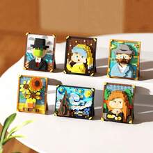 300+片名画成人积木，家居桌面装饰，DIY礼物送给亲朋好友，节日/圣诞节/新年礼物，3D拼图积木，适合情人节、生日、母亲节、教师节等场合。 - 彩色 - 查看 3