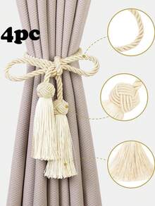 1pc/2pcs/4pcs Polyester Tassel Curtain Tie Backs, Available In Multiple Colors, Suitable For Curtain Fixing - Multicolor - View 26