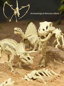 1Pc Dinosaur Fossil Digging Toy (Free Tools) - T-Rex/Triceratops & More, Kids DIY Educational Digging Treasure Toy For Boys Girls