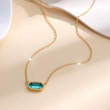 Natural Stone Gold Necklace For Women Ins Style High-End Clavicle Chain Crystal Pendant - Green - View 7