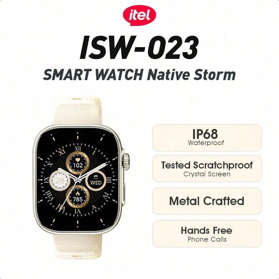 itel ISW-023 Smart Watch, 2.02" HD Display, Scratch-Resistant Crystal Screen, IP68 Waterproof And Dustproof Rating, 7-Day Battery Life - Champagne - View 1