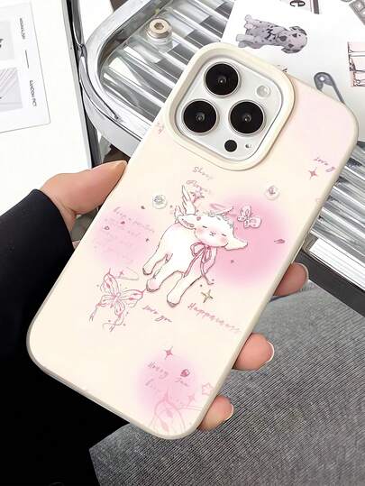 1个个性化绵羊图案哑光白液态大孔镜头防摔防指纹手机壳，兼容 17/16/16Pro/16Plus/15/15ProMax/15Pro/11/12/13/14ProMax/11Pro/11ProMax/12Pro/12ProMax/13Pro/13ProMax/14Pro/14ProMax软壳高端