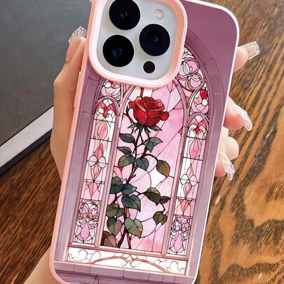 1 Ốp lưng điện thoại mềm chống rơi, chống vân tay, họa tiết hoa hồng nhạt, lỗ lớn, tương thích với iPhone 17/16/16Pro/16Plus/15/15ProMax/15Pro/11/12/13/14ProMax/11Pro/11ProMax/12Pro/12ProMax/13Pro/13ProMax/14Pro/14ProMax, thanh lịch