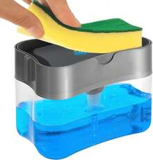 EstiloEMAGIE Dispensador de Jabón Cocina: Jabonera Despachador de Jabon Liquido para Trastes de Cocina Soap Dispenser con Esponja para Fregadero 380 MLVersión mejorada - 330 ml - Ver 1