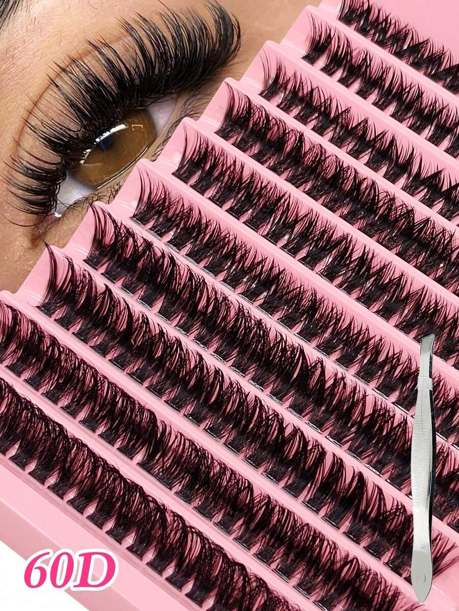 200 de bucle de extensii de gene individuale 60D, ondulare D, moi și voluminoase, gene false DIY, potrivite pentru machiaj