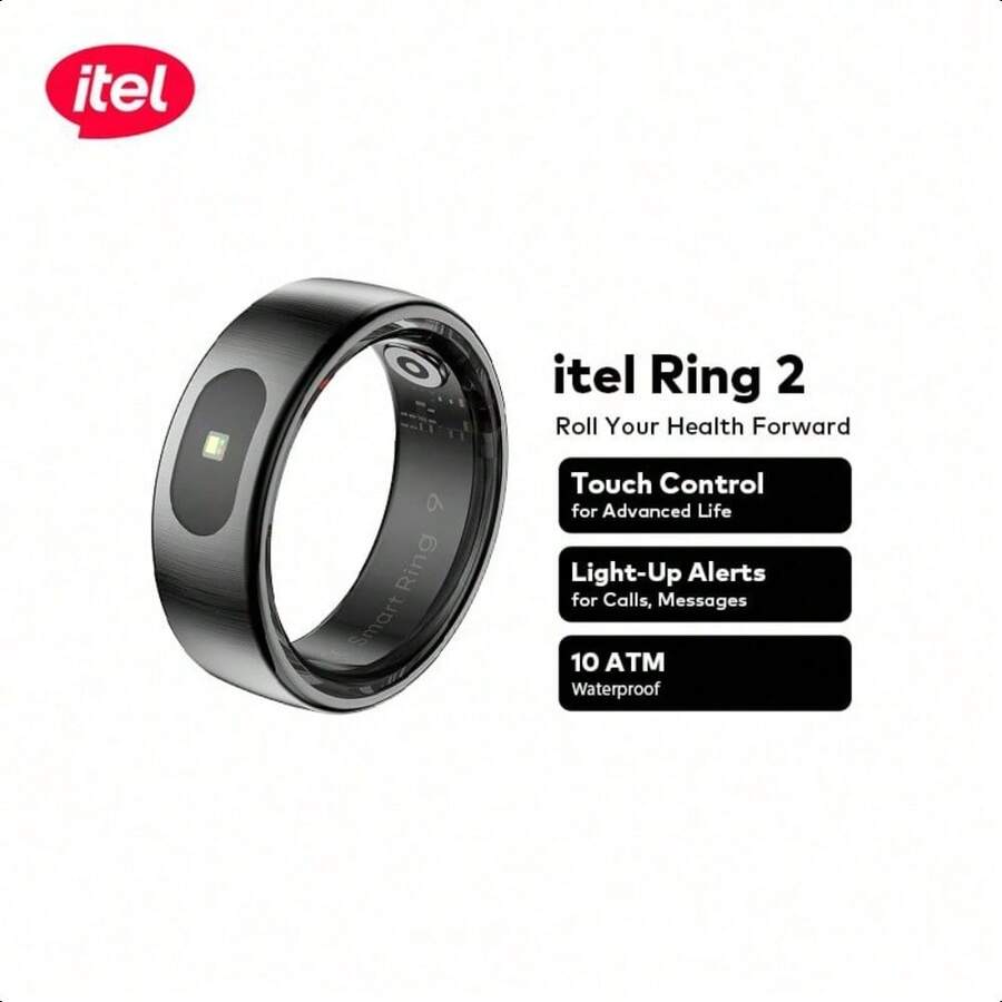 itel Ring 2 Smart Ring Heart Rate,Sleep And Activity Monitoring Touch Controls, Remote Operation Long Battery Life: 5-7 Days