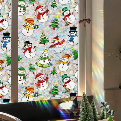 Película para ventana navideña con diseño de hojas de acebo frutos rojos, ideal para decorar ventanas, para decorar tu hogar, sala de estar, dormitorio, puerta de cristal, 45 x 100 cm.