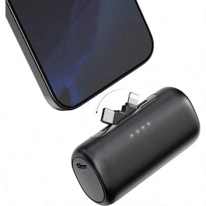 Portable Charger For IPhone, Equipped With A 2-In-1 Interface, 5000mAh Compact Power Bank, Compatible With IPhone 17/16/15/14/13/12/11 Series, S25/24/Android, Pink, Suitable For Winter Outdoor Travel/Camping And Emergency Backup, A Power Gift For Family, Friends, And Outdoor Birthdays Suitable For Winter Holiday Outdoor Travel/Camping And Emergency Backup Mobile Power Supply Gifts For Family, Friends, Birthday Holiday Outdoor Camping Gifts Birthday Power Display