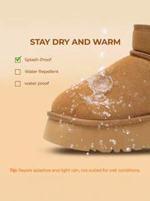 Women's Snow Boots .1.5 Inch Platform Fuzzy Winter Water Resistant Mini Ankle Boots Stable Lightweight Booties Anti-Slip With Memory Foam Festival Outdoor Boots - 棕色 - 查看 2