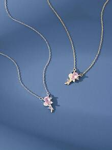 1pc S925 Sterling Silver Minimalist Cute Floral Bouquet & Butterfly Necklace For Women - Bouquet - View 5