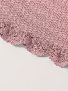 3pcs Women Casual Elegant Ribbed Backless Camisole Pajama Set, Sexy Nightgown And Dress, Suitable For Valentine's Day Gift - Multicolor - View 4