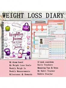 A5 Weight Loss Diary - Spiral Bound Fitness Planner, Includes Exercise Log, Diet Tracking, And Progress Charts - Minimalist & Stylish Fitness Journal, Suitable For Men & Women, Gym/Home/Travel Use - Undated Calendar - Multicolor - View 4