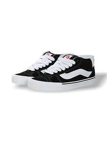 Vans Knu Mid 男女通用运动鞋 透气轻便 弹性好 多功能 运动户外 日常上学 黑白 VN000CQ96BT1 - 黑色/白色 - 查看 2