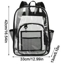 Large Clear Backpack Heavy Duty Transparent Backpack See Through NEW PVC Bookbag - Black - View 3