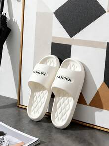 New Fashion FASHION Letter White Couple Slippers - EVA Lightweight, Flexible, Thick Sole, Waterproof, Non-Slip, Quick-Drying, Comfortable, Solid Color, Slip-On, Non-Slip, Lightweight, Breathable, Soft And Comfortable, Suitable For Indoor And Outdoor Casual Slip-On, Open Toe Design, Low Heel Fashion, Casual Flat, Unisex Casual Simple Slippers/House Sandals
